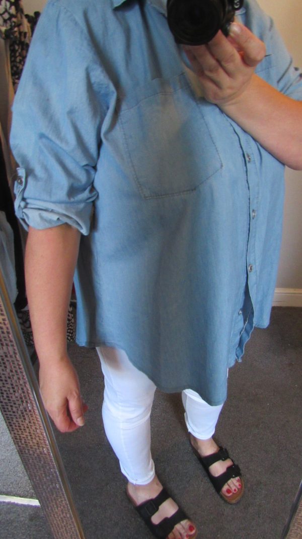 SALE SALE SALE New Ladies Lighter Denim Button Up Shirt One Size fits sizes 16 18 20 22 NON RETURNABLE - Image 9