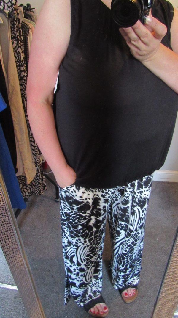 New Ladies Black Floral Print Silky Palazzo Wide Leg Trousers One size fits sizes 18 20 22 NON RETURNABLE - Image 11