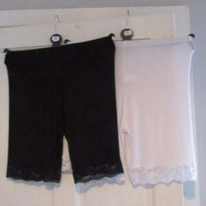 Order for L Dowell 2 x Pairs of White and Black Chub Rub Lacy Bottom Shorts Size L XL Fits sizes 16 18