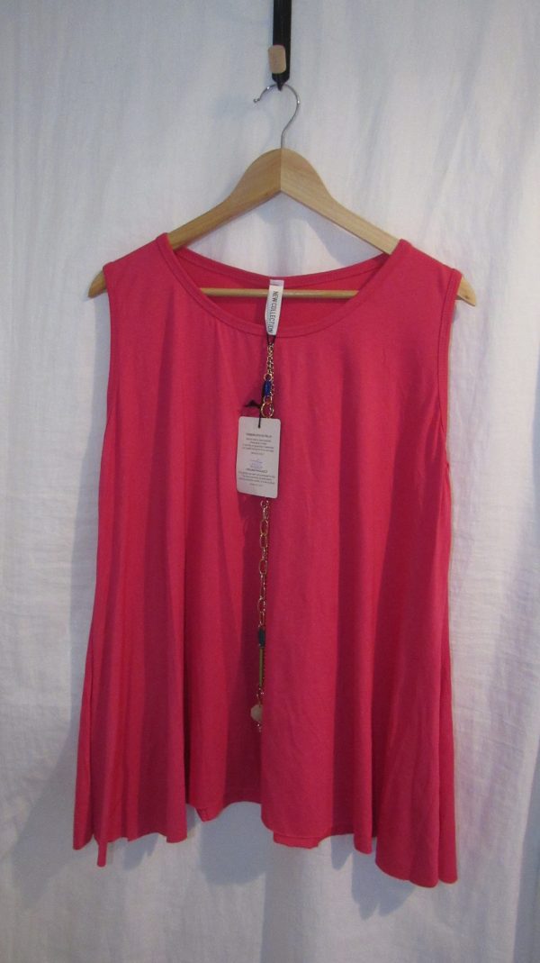 New Sleeveless Womens Cerise Pink Top One Size fits sizes 16 18 20 22 - Image 2