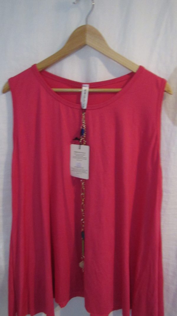 New Sleeveless Womens Cerise Pink Top One Size fits sizes 16 18 20 22 - Image 3