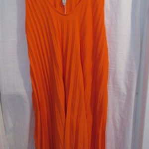 New Ladies Orange Pleated Sleeveless Swing Dress One Size fits sizes 18 20 22 24