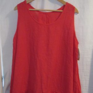 New Ladies Coral Pink Sleeveless Floral Trim Top One size fits sizes 14 16 18 20
