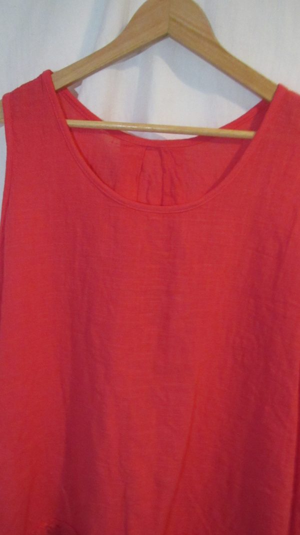 New Ladies Coral Pink Sleeveless Floral Trim Top One size fits sizes 14 16 18 20 - Image 3