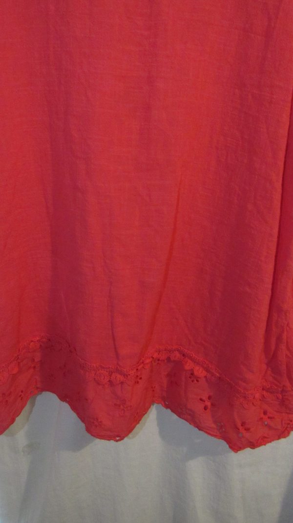 New Ladies Coral Pink Sleeveless Floral Trim Top One size fits sizes 14 16 18 20 - Image 4