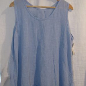 New Ladies Pale Blue Sleeveless Floral Trim Top One size fits sizes 14 16 18 20