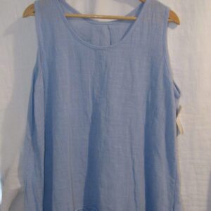 New Ladies Pale Blue Sleeveless Floral Trim Top One size fits sizes 14 16 18 20