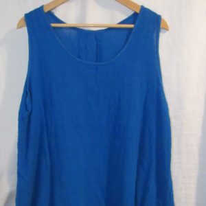 New Ladies Royal Blue Sleeveless Floral Trim Top One size fits sizes 14 16 18 20