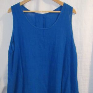 New Ladies Royal Blue Sleeveless Floral Trim Top One size fits sizes 14 16 18 20