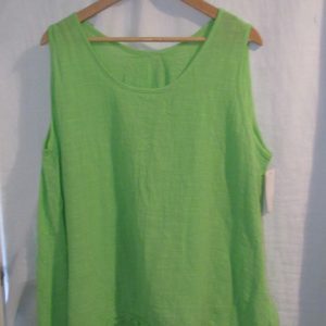 New Ladies Lime Sleeveless Floral Trim Top One size fits sizes 14 16 18 20