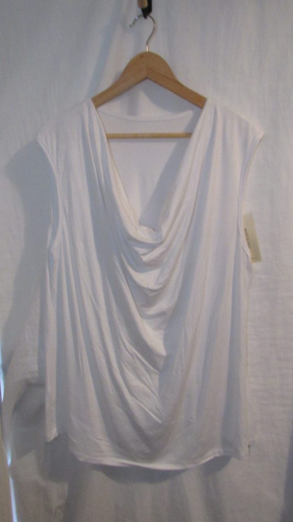 New Ladies White Cowl Neck Top One Size fits sizes 16 18 20 22 - Image 2