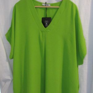 New Ladies Lime V Neck Tunic Top Pocket One Size fits sizes 18 20 22 24
