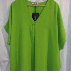 New Ladies Lime V Neck Tunic Top Pocket One Size fits sizes 18 20 22 24