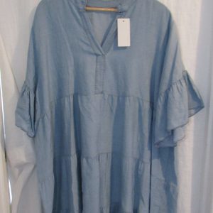 New Ladies Light Denim Plus Size Tiered Dress One Size fits sizes 18 20 22