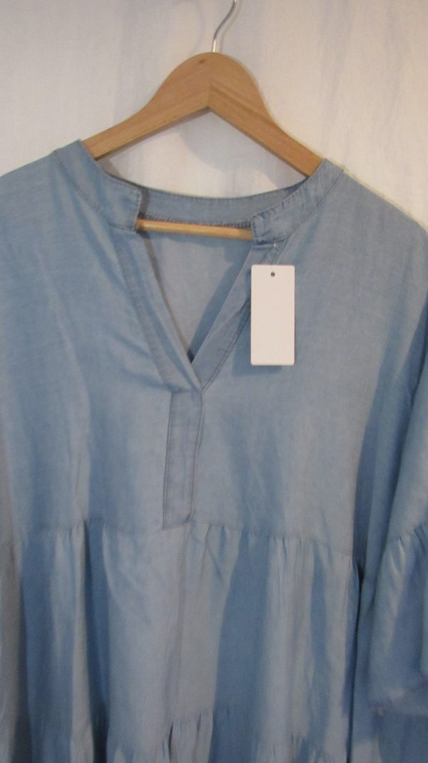 New Ladies Light Denim Plus Size Tiered Dress One Size fits sizes 18 20 22 - Image 3