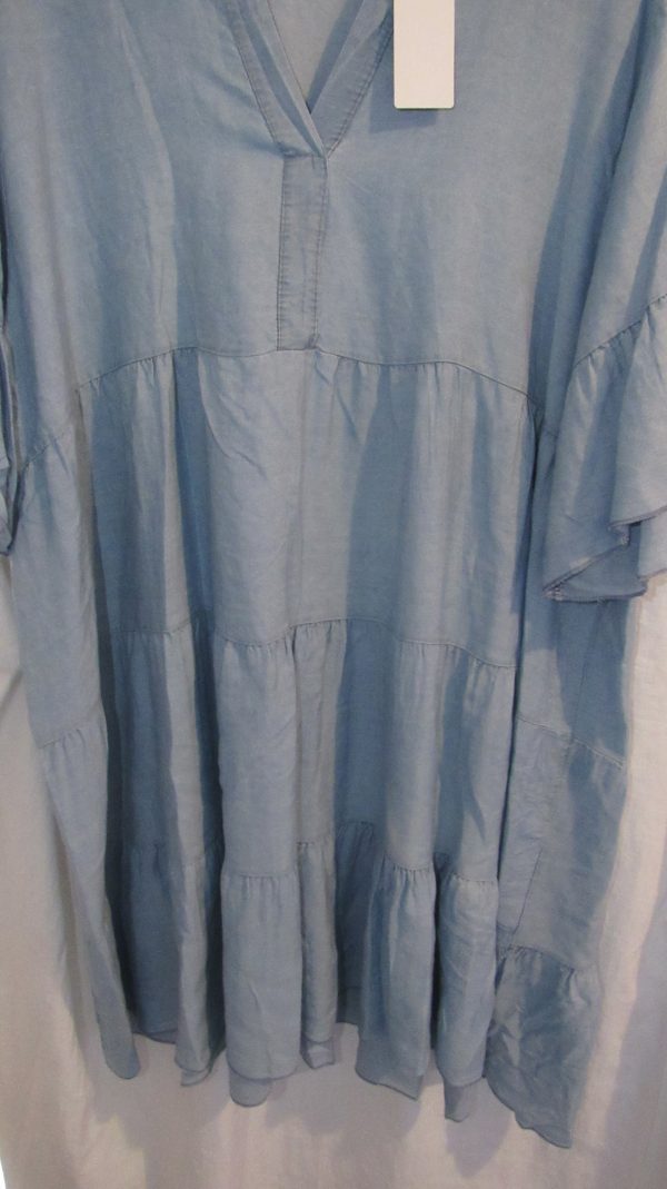 New Ladies Light Denim Plus Size Tiered Dress One Size fits sizes 18 20 22 - Image 5