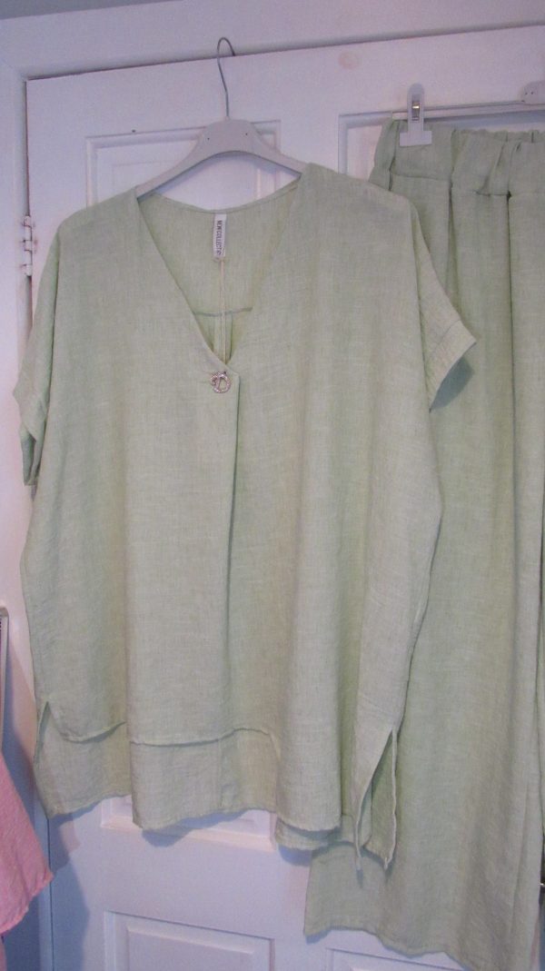 New Ladies Sage Green Plus Size 2 Piece Set One Size fits sizes 18 20 22 - Image 3