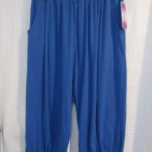 NEW Ladies Womens Brighter Blue Jersey 3/4 Length cuff bottom Trousers One size fits sizes 16 18 20 22