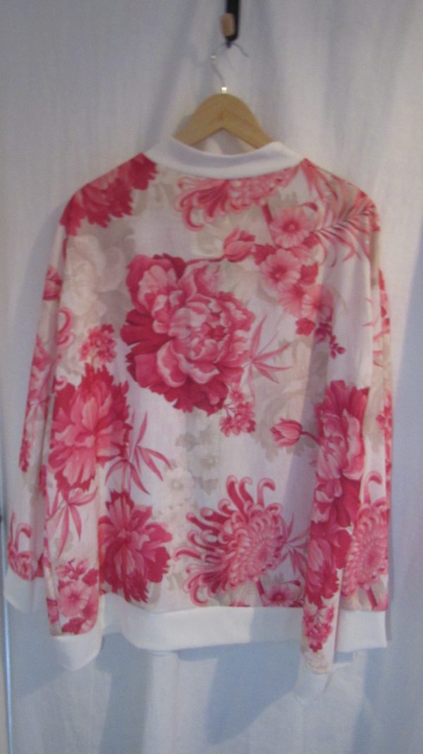 New Ladies White with Pink Floral Bomber Jacket One Size fits sizes 18 20 22 - Image 5