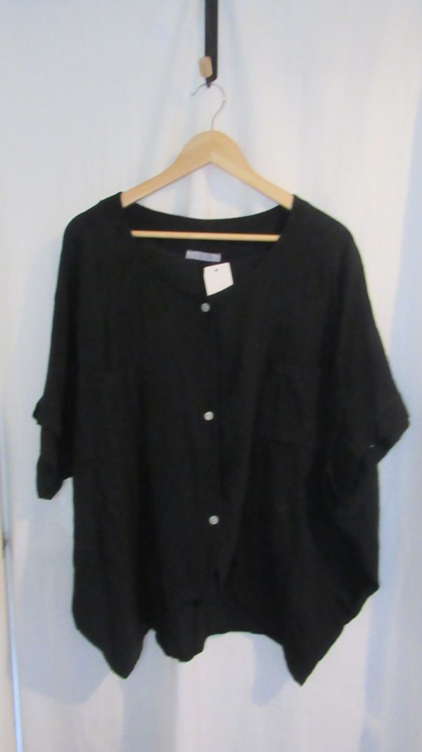 New Ladies Black Dip Hem Top One Size fits sizes 16 18 20