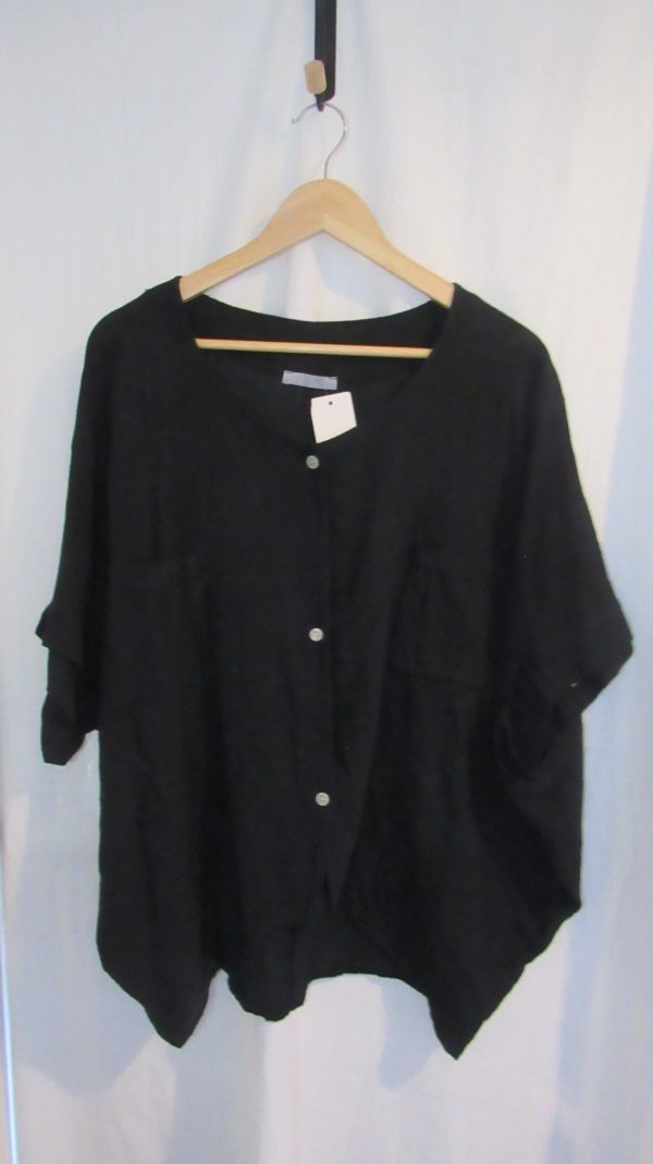 New Ladies Black Dip Hem Top One Size fits sizes 16 18 20 - Image 2