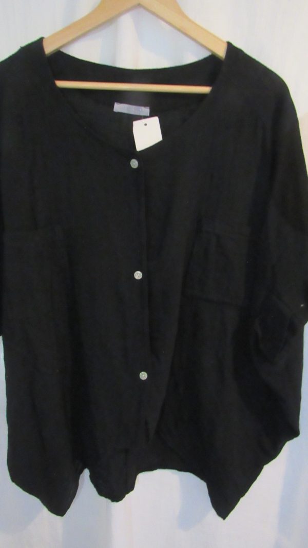 New Ladies Black Dip Hem Top One Size fits sizes 16 18 20 - Image 3