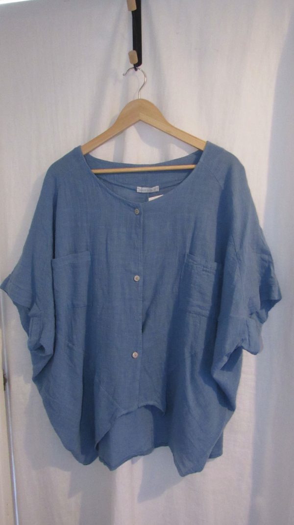 New Ladies Denim Blue Dip Hem Top One Size fits sizes 16 18 20