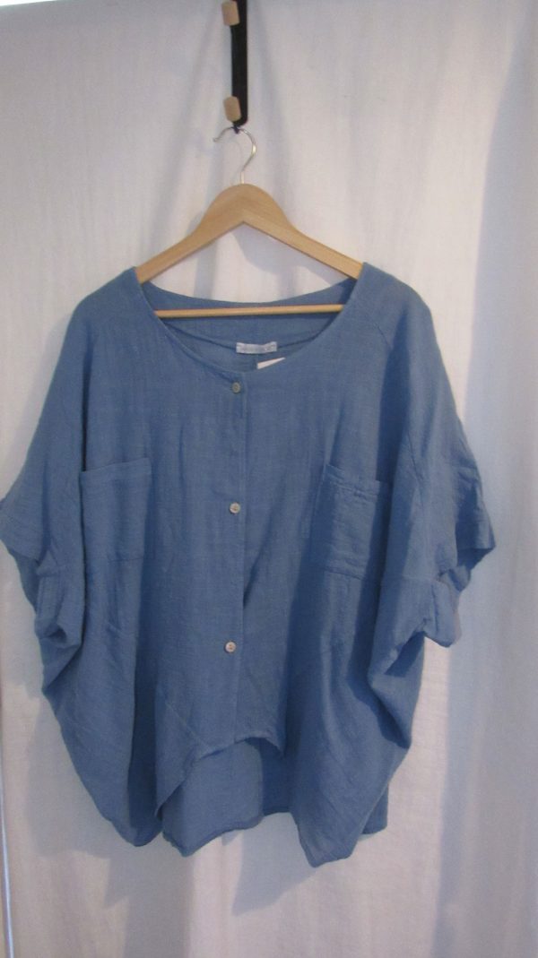 New Ladies Denim Blue Dip Hem Top One Size fits sizes 16 18 20 - Image 2