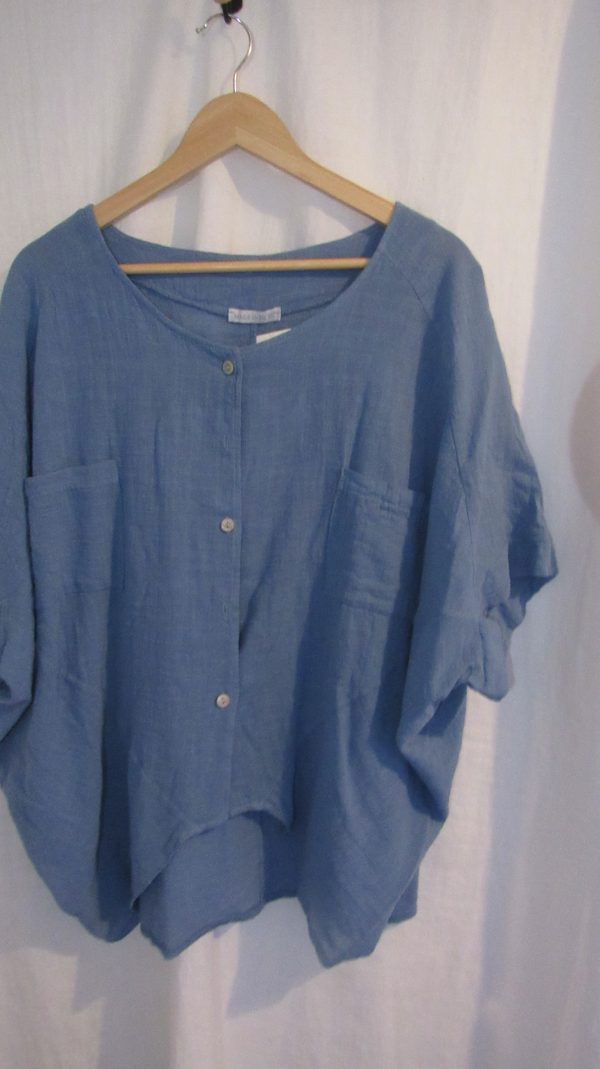 New Ladies Denim Blue Dip Hem Top One Size fits sizes 16 18 20 - Image 3