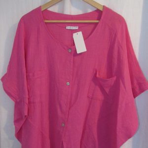 New Ladies Cerise Pink Dip Hem Top One Size fits sizes 16 18 20
