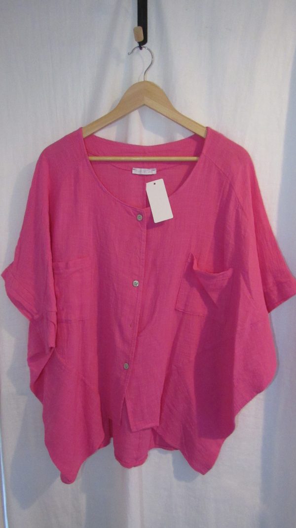 New Ladies Cerise Pink Dip Hem Top One Size fits sizes 16 18 20