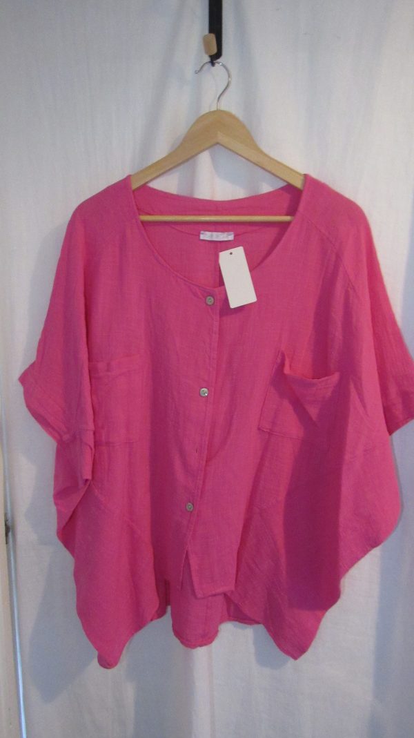 New Ladies Cerise Pink Dip Hem Top One Size fits sizes 16 18 20 - Image 2