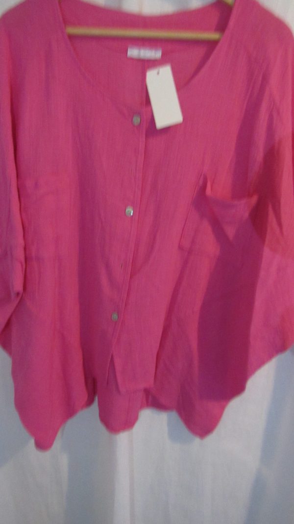 New Ladies Cerise Pink Dip Hem Top One Size fits sizes 16 18 20 - Image 3