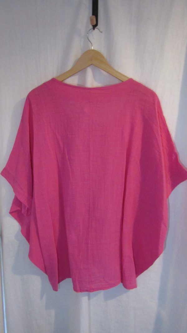 New Ladies Cerise Pink Dip Hem Top One Size fits sizes 16 18 20 - Image 4