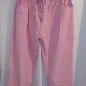 NEW Ladies Bubble Gum Pink Stretchy Crinkle Magic Trousers One Size Fits 22 24 Size 3