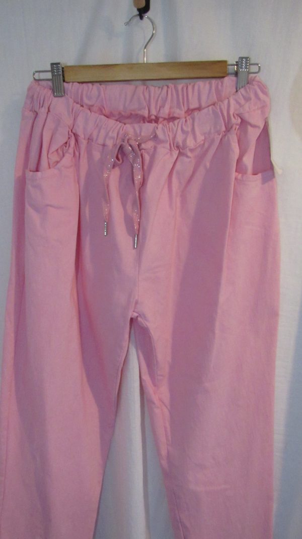 NEW Ladies Bubble Gum Pink Stretchy Crinkle Magic Trousers One Size Fits 22 24 Size 3 - Image 3