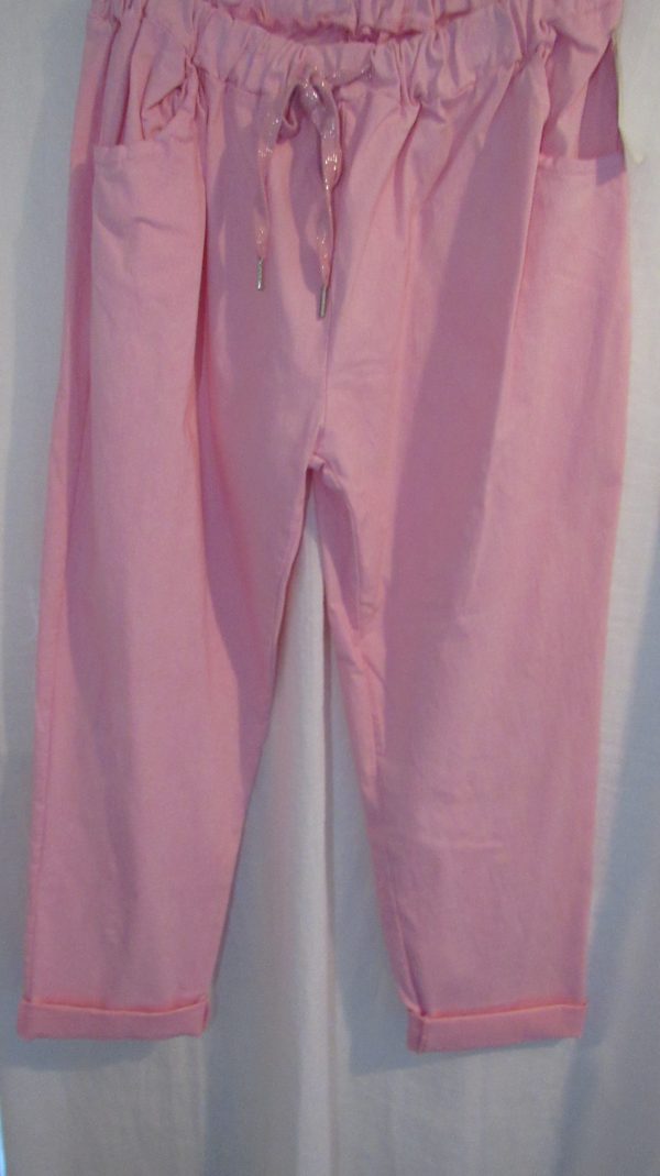 NEW Ladies Bubble Gum Pink Stretchy Crinkle Magic Trousers One Size Fits 22 24 Size 3 - Image 4
