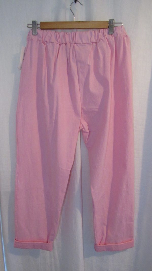 NEW Ladies Bubble Gum Pink Stretchy Crinkle Magic Trousers One Size Fits 22 24 Size 3 - Image 5