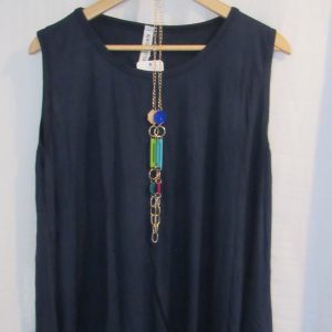 New Sleeveless Womens Navy Blue Top One Size fits sizes 16 18 20 22