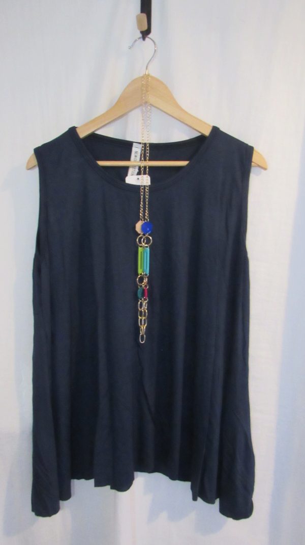 New Sleeveless Womens Navy Blue Top One Size fits sizes 16 18 20 22