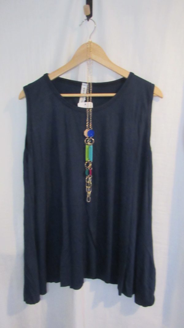 New Sleeveless Womens Navy Blue Top One Size fits sizes 16 18 20 22 - Image 2