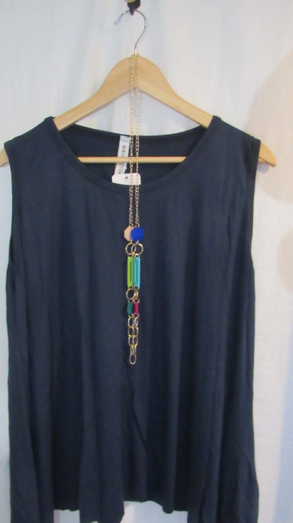 New Sleeveless Womens Navy Blue Top One Size fits sizes 16 18 20 22 - Image 3