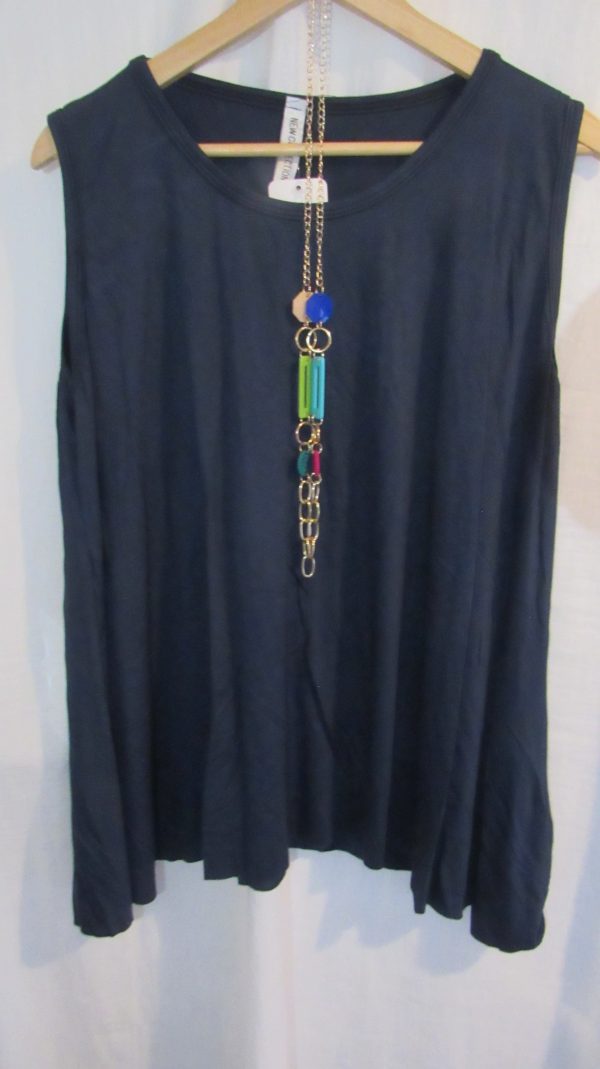New Sleeveless Womens Navy Blue Top One Size fits sizes 16 18 20 22 - Image 4