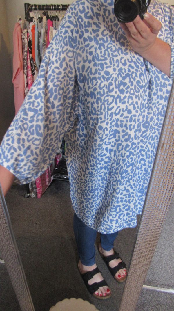 New Ladies Blue Leopard Print Oversized tunic top One Size fits sizes 20 22 24 NON RETURNABLE - Image 3