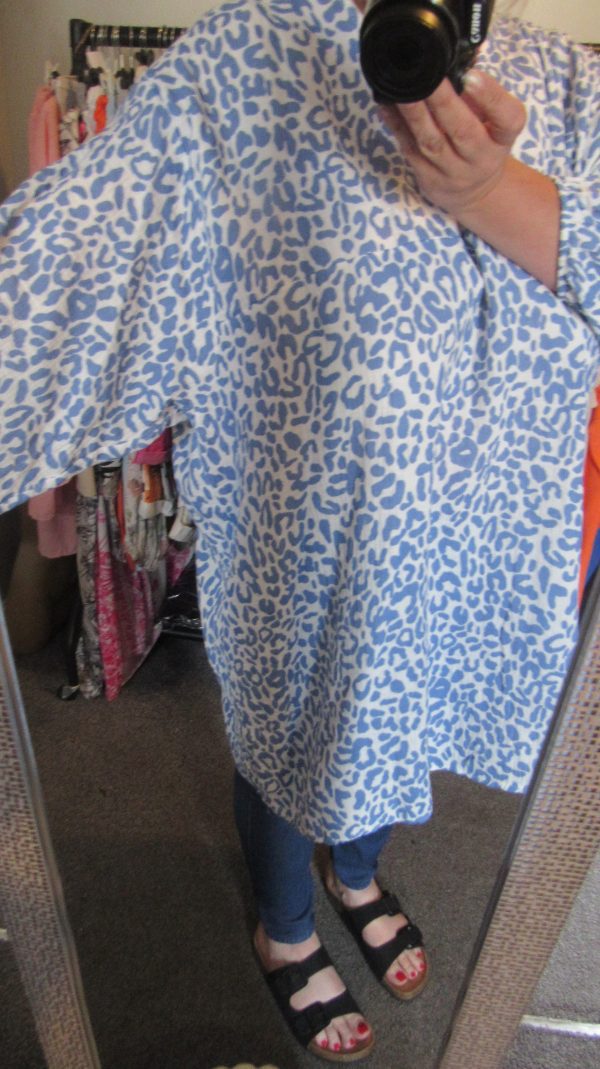 New Ladies Blue Leopard Print Oversized tunic top One Size fits sizes 20 22 24 NON RETURNABLE - Image 4