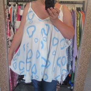 New Ladies Blue Heart Vest Top One Size fits sizes 18 20 22 24