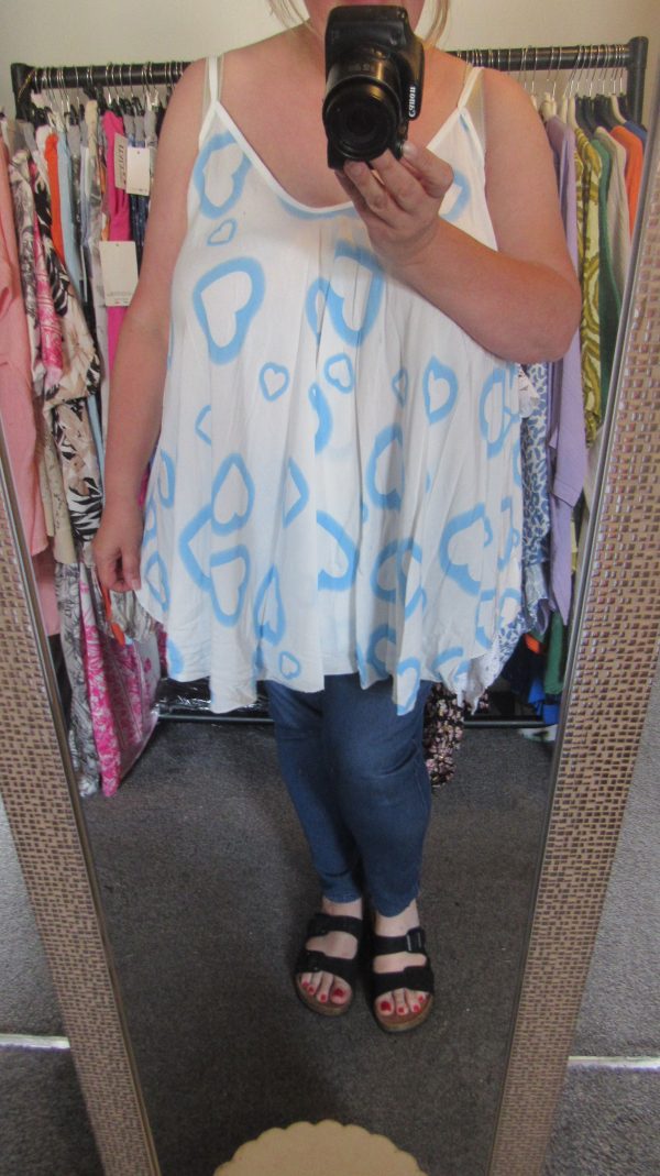 New Ladies Blue Heart Vest Top One Size fits sizes 18 20 22 24 - Image 4