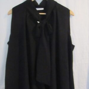 New Black Sleeveless Pussy Bow Swing Top One Size fits sizes 16 18 20 22