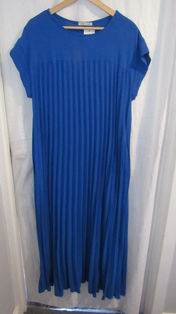 New Ladies Royal Blue Pleated Maxi Dress One Size fits sizes 14 16 18 20 - Image 2