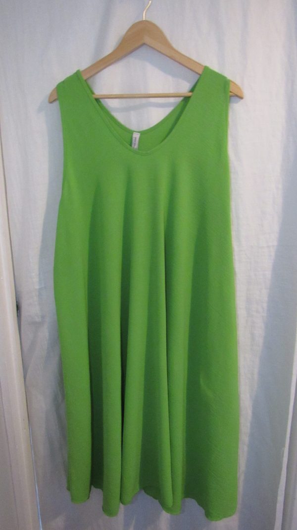New Ladies Lime Green Sleeveless Swing Dress One Size fits sizes 18 20 22 24
